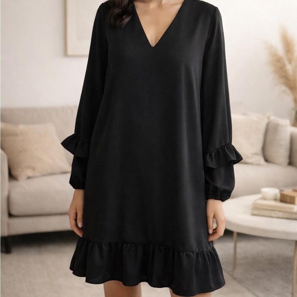 Zara Black Long Sleeve Dress 5 Ec 8‎